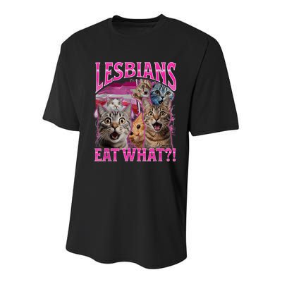 Lesbians Eat What Funny Offensive Cat Bootleg Sarcastic Youth Performance Sprint T-Shirt