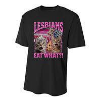 Lesbians Eat What Funny Offensive Cat Bootleg Sarcastic Youth Performance Sprint T-Shirt