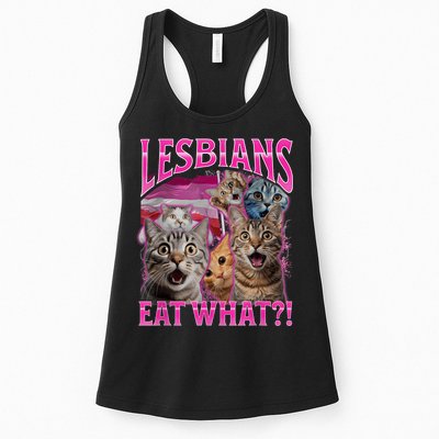 Lesbians Eat What Funny Offensive Cat Bootleg Sarcastic Womens Tank Top