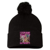 Lesbians Eat What Funny Offensive Cat Bootleg Sarcastic Pom Pom 12in Knit Beanie