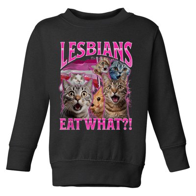 Lesbians Eat What Funny Offensive Cat Bootleg Sarcastic Toddler Sweatshirt