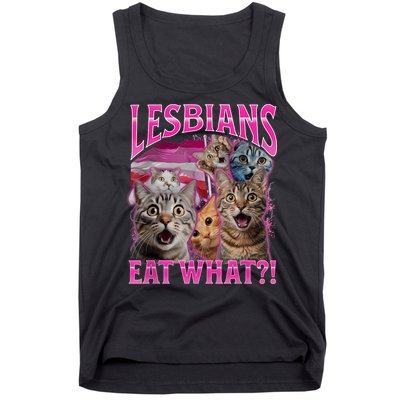 Lesbians Eat What Funny Offensive Cat Bootleg Sarcastic Tank Top