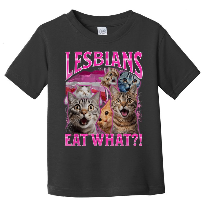 Lesbians Eat What Funny Offensive Cat Bootleg Sarcastic Toddler T-Shirt