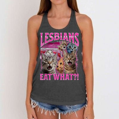 Lesbians Eat What Funny Offensive Cat Bootleg Sarcastic Women's Knotted Racerback Tank