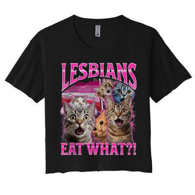 Lesbians Eat What Funny Offensive Cat Bootleg Sarcastic Crop Top