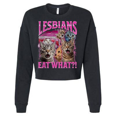 Lesbians Eat What Funny Offensive Cat Bootleg Sarcastic Cropped Pullover Crew