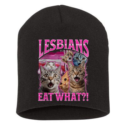 Lesbians Eat What Funny Offensive Cat Bootleg Sarcastic Short Acrylic Beanie