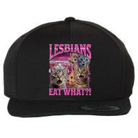 Lesbians Eat What Funny Offensive Cat Bootleg Sarcastic Wool Snapback Cap
