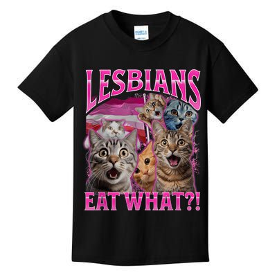 Lesbians Eat What Funny Offensive Cat Bootleg Sarcastic Kids T-Shirt
