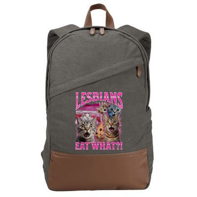 Lesbians Eat What Funny Offensive Cat Bootleg Sarcastic Cotton Canvas Backpack