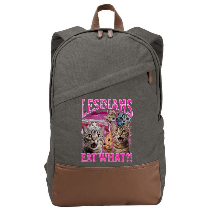 Lesbians Eat What Funny Offensive Cat Bootleg Sarcastic Cotton Canvas Backpack