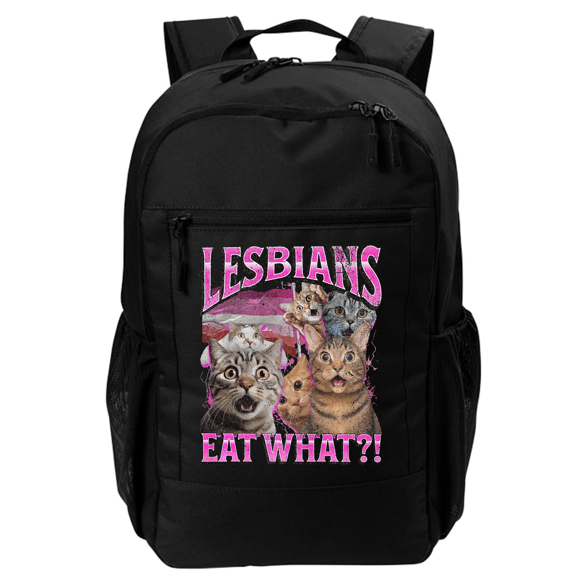 Lesbians Eat What! Funny Cat Lgbtq Pun Bootleg Gift Backpack