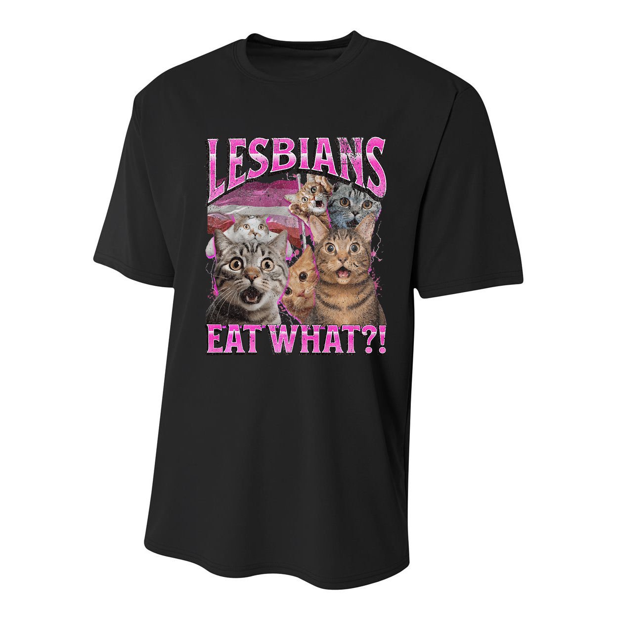 Lesbians Eat What! Funny Cat Lgbtq Pun Bootleg Gift Youth Performance Sprint T-Shirt