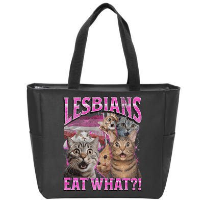Lesbians Eat What! Funny Cat Lgbtq Pun Bootleg Gift Zip Tote Bag
