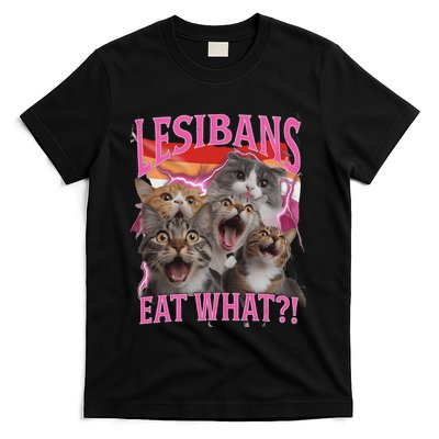 Lesbians Eat What Funny Offensive Cat Unhinged 90s Meme T-Shirt