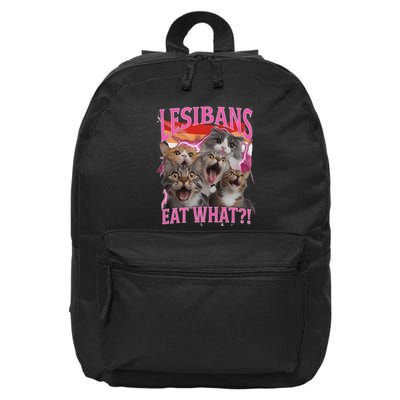 Lesbians Eat What Funny Offensive Cat Unhinged 90s Meme 16 in Basic Backpack