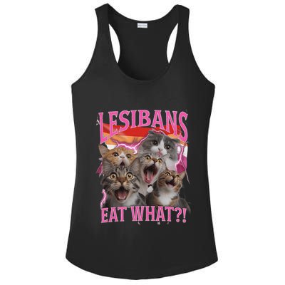 Lesbians Eat What Funny Offensive Cat Unhinged 90s Meme Ladies PosiCharge Competitor Racerback Tank