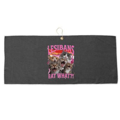 Lesbians Eat What Funny Offensive Cat Unhinged 90s Meme Large Microfiber Waffle Golf Towel