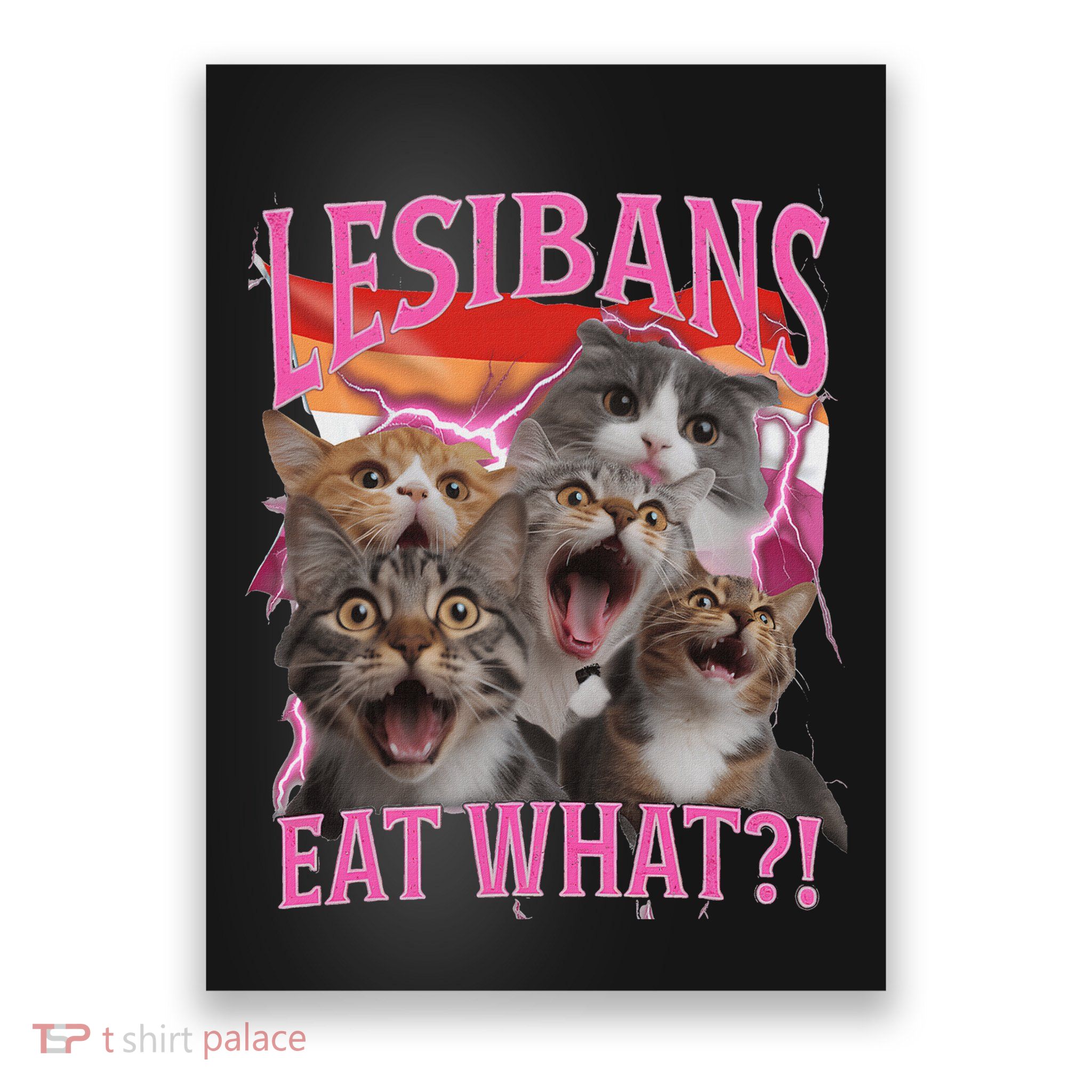 Lesbians Eat What Funny Offensive Cat Unhinged 90s Meme Poster