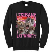 Lesbians Eat What Funny Offensive Cat Unhinged 90s Meme Tall Sweatshirt