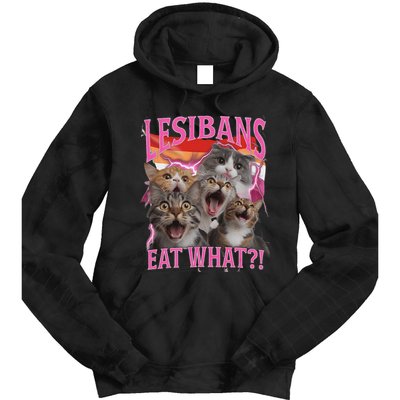 Lesbians Eat What Funny Offensive Cat Unhinged 90s Meme Tie Dye Hoodie