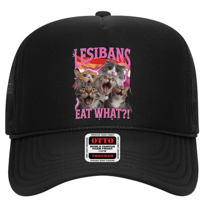 Lesbians Eat What Funny Offensive Cat Unhinged 90s Meme Trucker Hat
