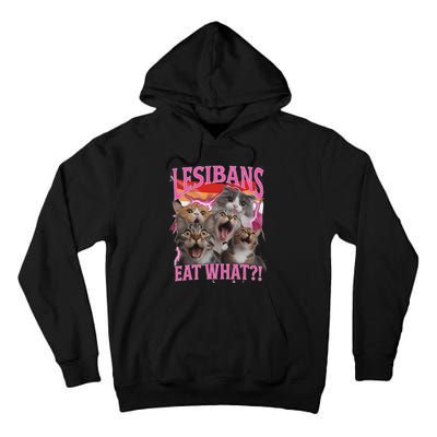Lesbians Eat What Funny Offensive Cat Unhinged 90s Meme Tall Hoodie