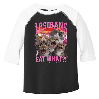 Lesbians Eat What Funny Offensive Cat Unhinged 90s Meme Toddler Fine Jersey T-Shirt