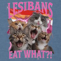 Lesbians Eat What Funny Offensive Cat Unhinged 90s Meme Garment-Dyed Sweatshirt