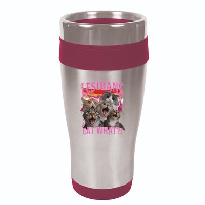 Lesbians Eat What Funny Offensive Cat Unhinged 90s Meme 16oz Travel Tumbler