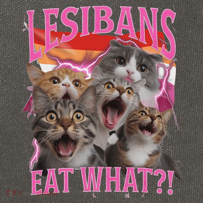 Lesbians Eat What Funny Offensive Cat Unhinged 90s Meme Cotton Canvas Backpack