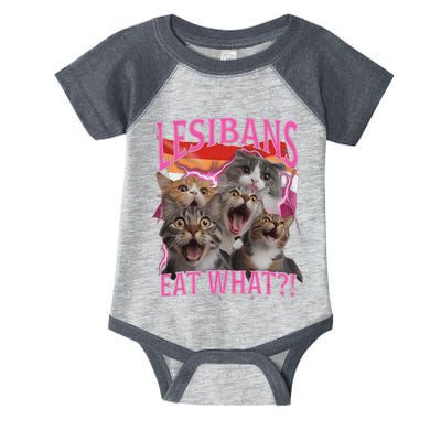 Lesbians Eat What Funny Offensive Cat Unhinged 90s Meme Infant Baby Jersey Bodysuit