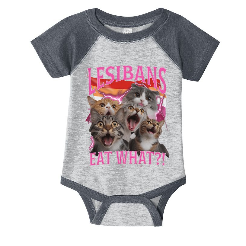Lesbians Eat What Funny Offensive Cat Unhinged 90s Meme Infant Baby Jersey Bodysuit