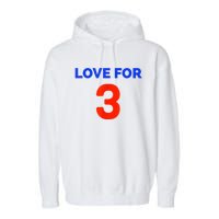 Love For 3 Football Garment-Dyed Fleece Hoodie