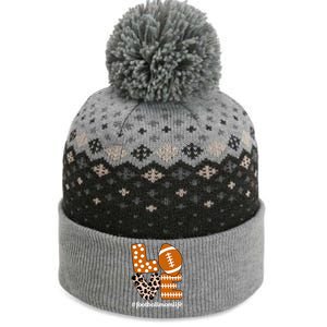 Love Football American Mom Life Player With Leopard Print Gift The Baniff Cuffed Pom Beanie