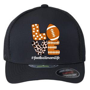 Love Football American Mom Life Player With Leopard Print Gift Flexfit Unipanel Trucker Cap