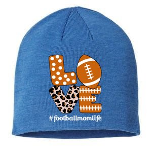 Love Football American Mom Life Player With Leopard Print Gift Sustainable Beanie