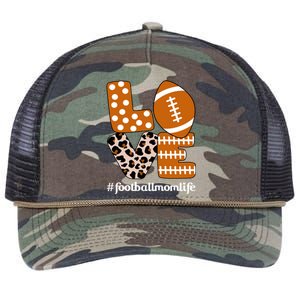 Love Football American Mom Life Player With Leopard Print Gift Retro Rope Trucker Hat Cap