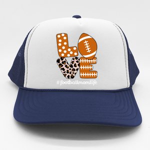 Love Football American Mom Life Player With Leopard Print Gift Trucker Hat