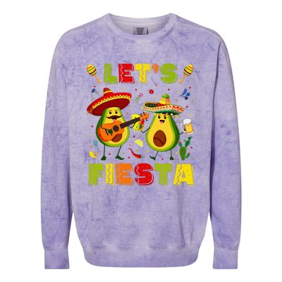 Let's Fiesta Avocado And Tacos Cinco De Mayo Colorblast Crewneck Sweatshirt