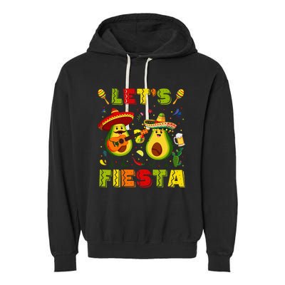 Let's Fiesta Avocado And Tacos Cinco De Mayo Garment-Dyed Fleece Hoodie