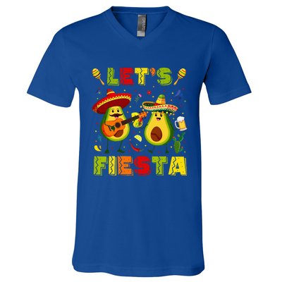 Let's Fiesta Avocado And Tacos Cinco De Mayo V-Neck T-Shirt