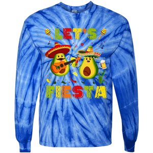 Let's Fiesta Avocado And Tacos Cinco De Mayo Tie-Dye Long Sleeve Shirt