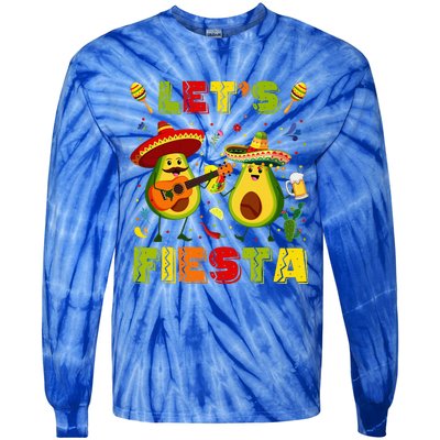 Let's Fiesta Avocado And Tacos Cinco De Mayo Tie-Dye Long Sleeve Shirt