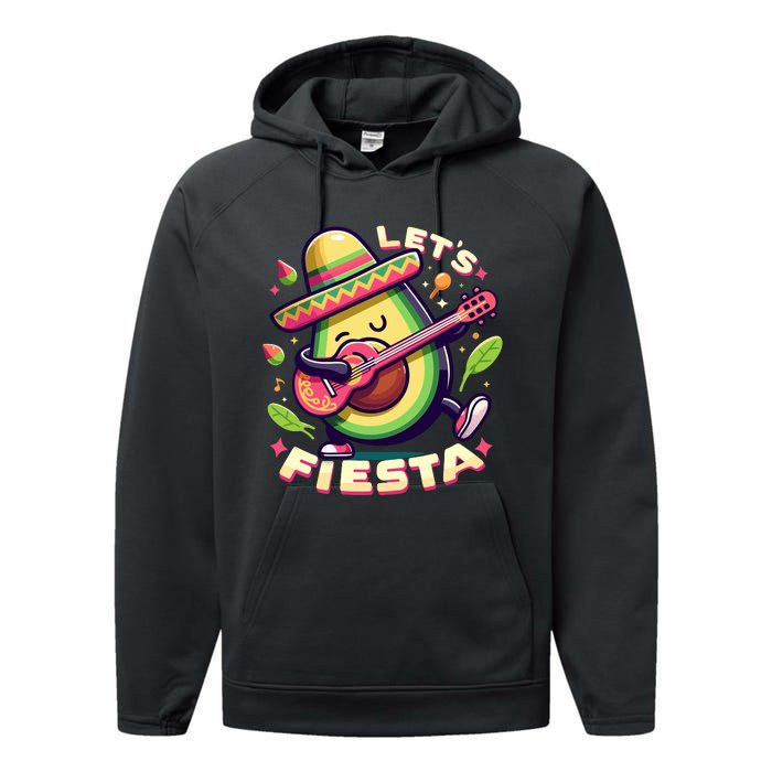 Lets Fiesta Avocado Funny Cinco De Mayo Party Performance Fleece Hoodie