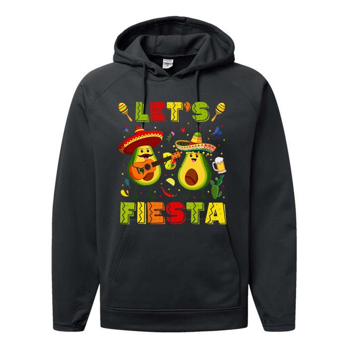 LetS Fiesta Avocado And Tacos Cinco De Mayo Performance Fleece Hoodie