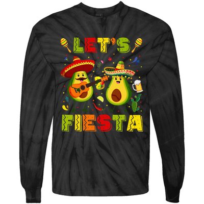 LetS Fiesta Avocado And Tacos Cinco De Mayo Tie-Dye Long Sleeve Shirt