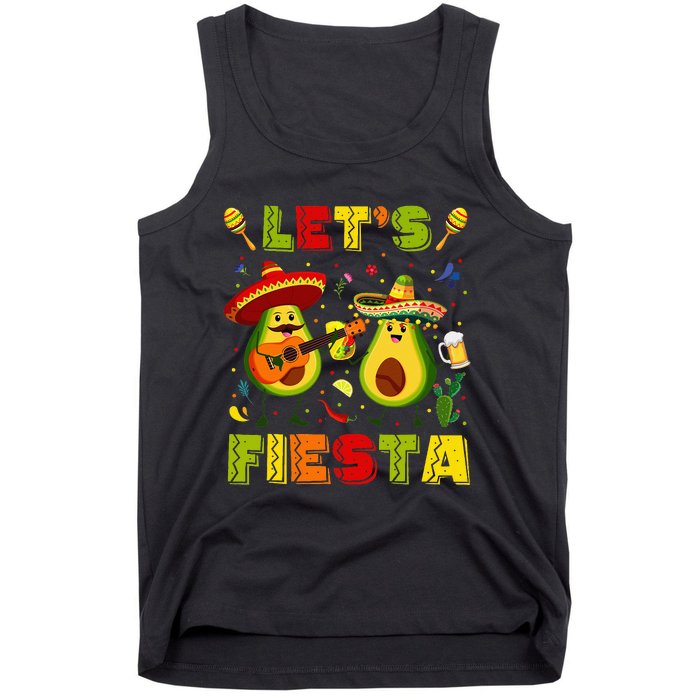 LetS Fiesta Avocado And Tacos Cinco De Mayo Tank Top