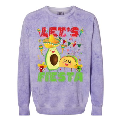 Let's Fiesta Avocado And Tacos Cinco De Mayo Mexican Party Colorblast Crewneck Sweatshirt