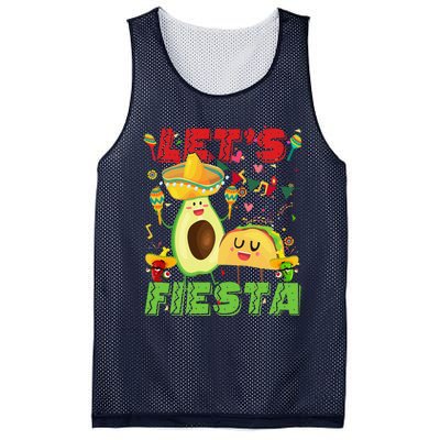 Let's Fiesta Avocado And Tacos Cinco De Mayo Mexican Party Mesh Reversible Basketball Jersey Tank